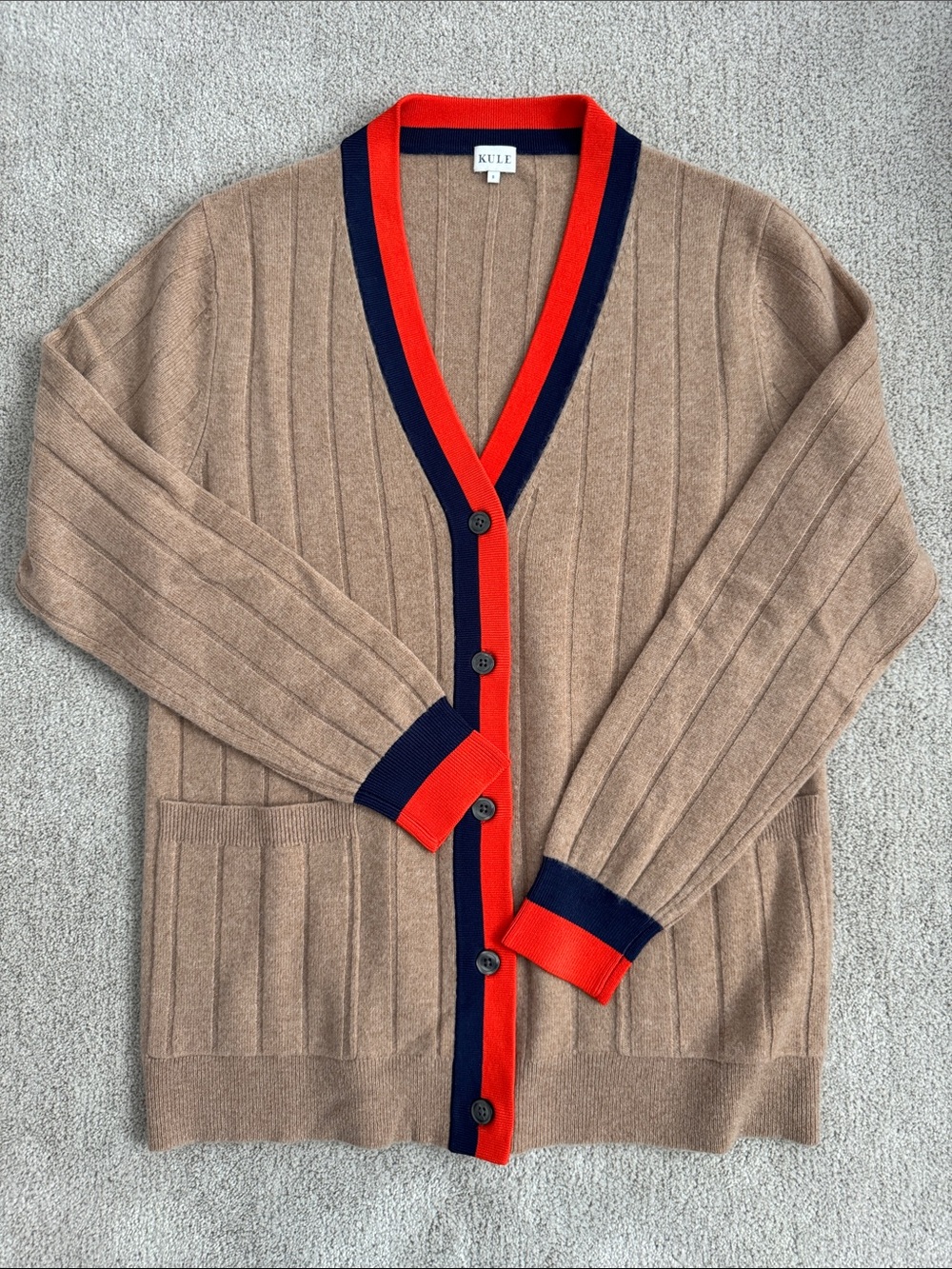 KULE The Sinclair Ribbed Cashmere Cardigan Sweater - Picture 7 of 8